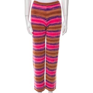 Gimaguas Wool Blend Striped Colorful Pull On Stretchy Pants Boho Hippie Spring